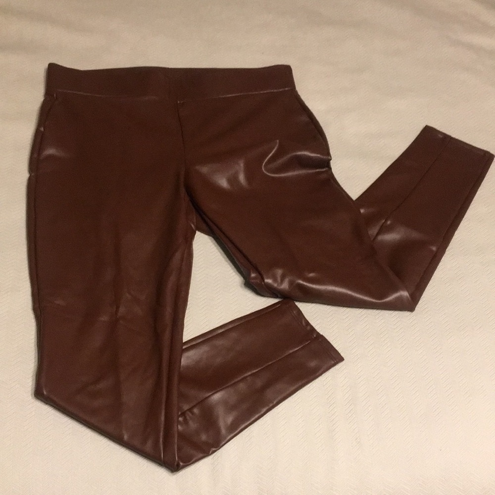 LOFT Faux Leather Brown Pants Size Medium